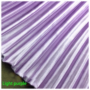 2 meters 150cm 59.05&quot; width light purple crumple accordion pleated faux silk satin fabric for dress skirt MM319