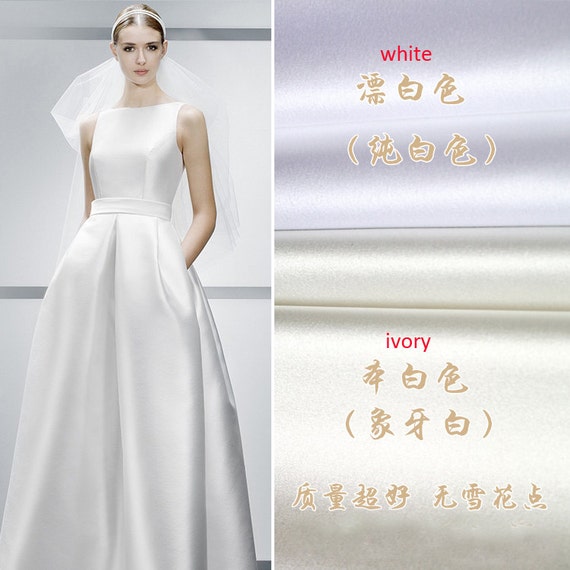 2 meters 150cm 59 "wide white/ivory 395 thick satin bridal wedding dress  fabric solid color background fabric L24L331