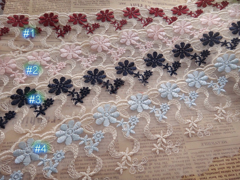10 yard 8cm 3.14 wide bluenavypinkwine red mesh embroidery lace trim ribbon 1046902L4K634 free ship