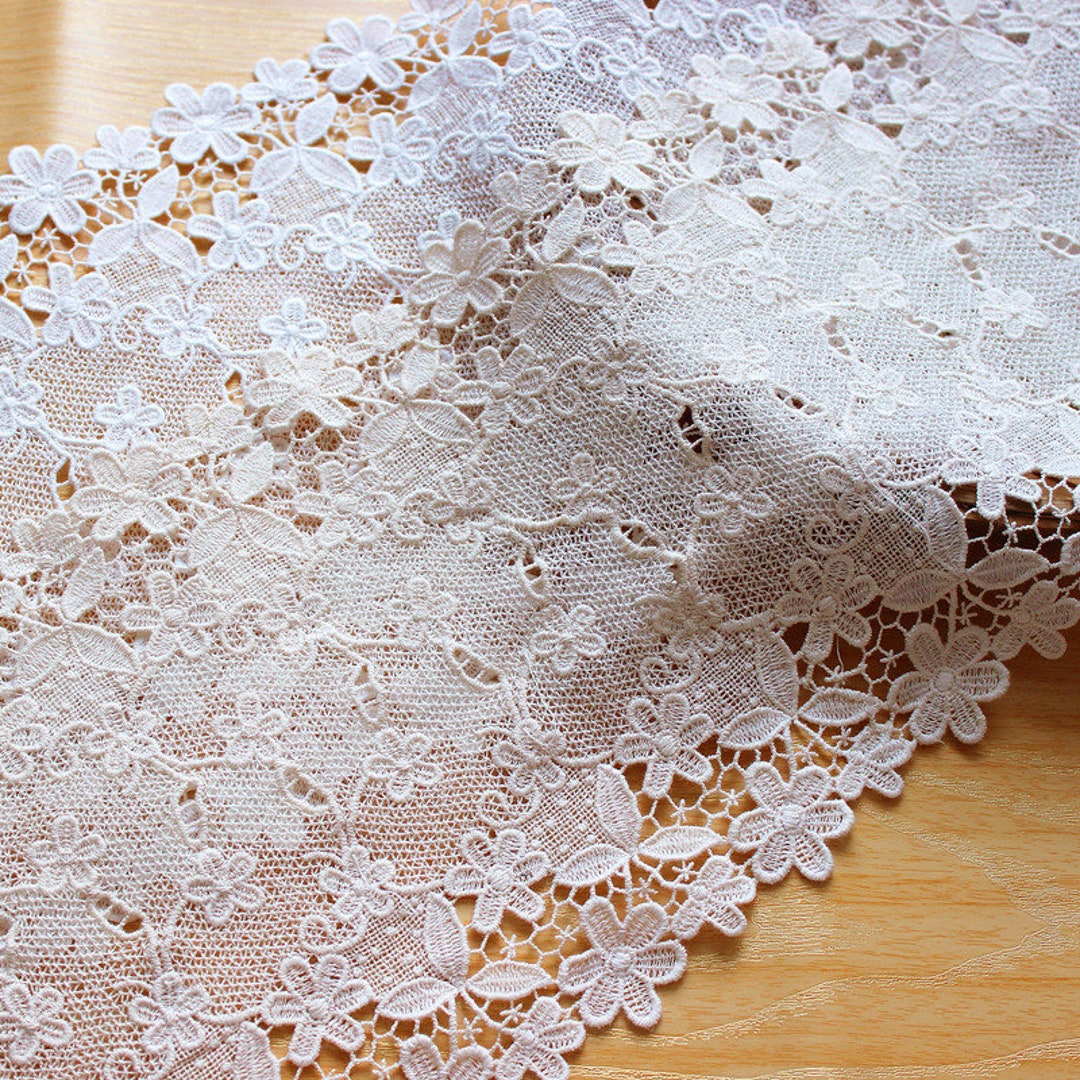 Cotton Lace Trim 2 Yard Ivory Apricot Flower Ribbon Tape Dress