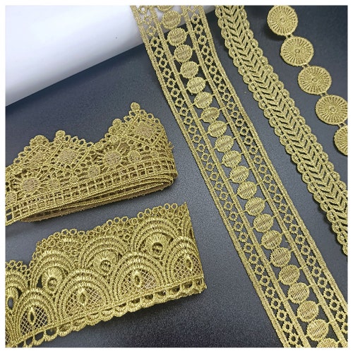 Gold Lace Trim 10 Yards Embroidery Lace for Sewing Vintage Golden Lace Ribbon for Wedding Bridal Dress M112F1 - Etsy Gold Lace Trim 10 Yards Embroidery Lace for Sewing Vintage Golden Lace Ribbon for Wedding Bridal Dress M112F1 - Etsy