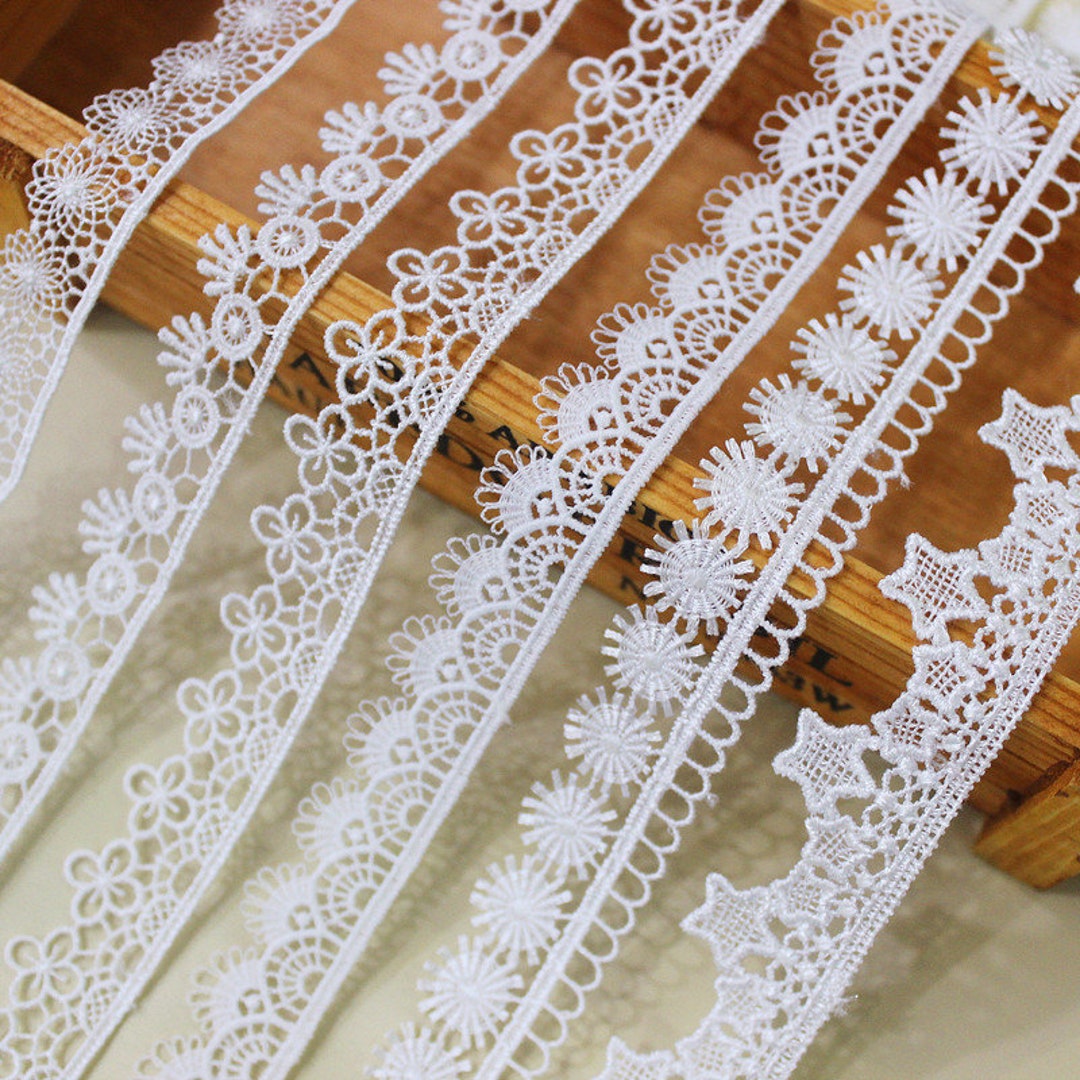 Lace Trim 15 Yard Ivory Water-soluble Star Sun Embroidery Ribbon Tape ...