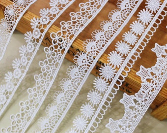 Lace Trim 15 yard Ivory  Water-soluble Star Sun Embroidery Ribbon Tape Dress Clothing Sewing Trims Fabric M4F100