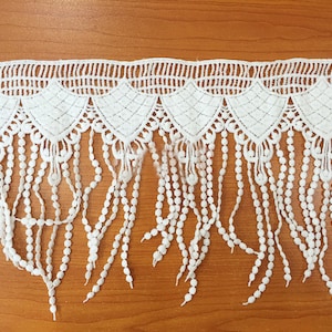 5 yard 18cm 7.08&quot; wide ivory tassel embroidery lace trim ribbon 1122214AL4K921