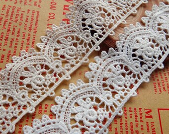10 yards/lot width 3cm 1.18&quot;  white/beige/black scalloped cotton lace trim ribbon fabric for DIY dress clothing 49335L4K74