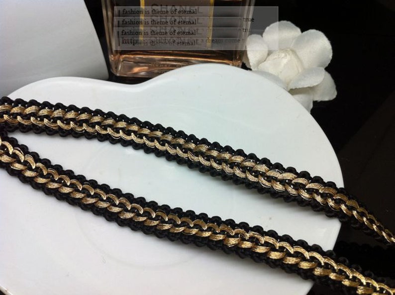 10 yard 1.2cm 0.47 wide black with gold braided tapes lace trim ribbon ML131P81 free ship