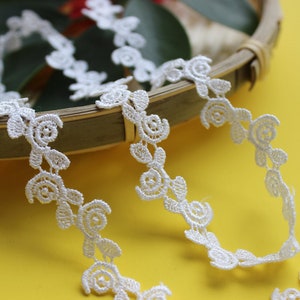 Lace Trim 20 yard Ivory Embroidered Lace Fabric Ribbon Tapes Sewing Accessories  2cm 0.7in wide 112167QL4K150