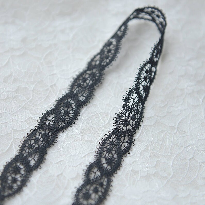 2cm 0.7 wide 20 meters black embroidered lace trim tapes ribbon for clothes dress M9Q48G104
