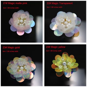 Sequins Patches 20pcs Rhinestones Beads Flower Appliques Brooch Stickers Patch for Clothes Bag Shoes Sew-On Sewing Accessories M43F181 zdjęcie 7