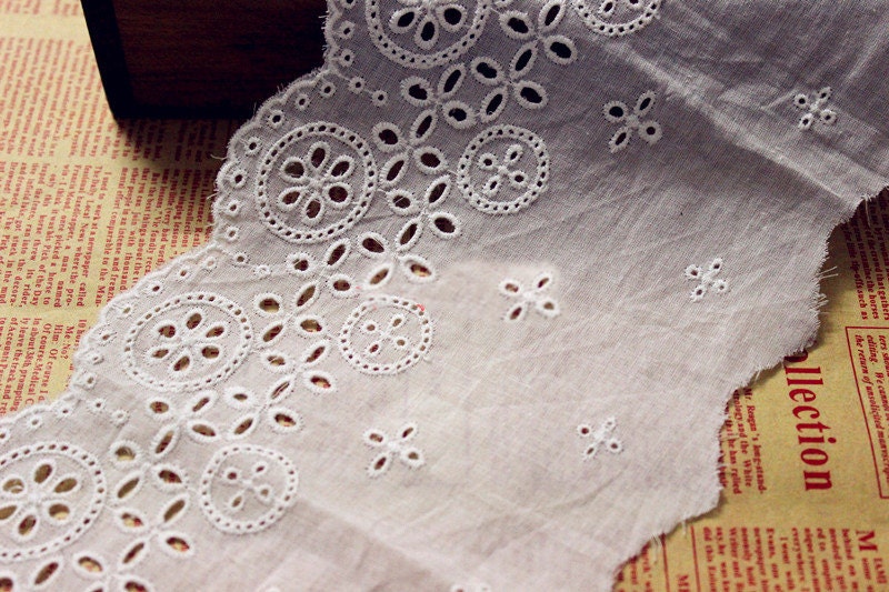 5 Yards White Cotton Lace Trim Ribbon Fabric for Dress Skirt