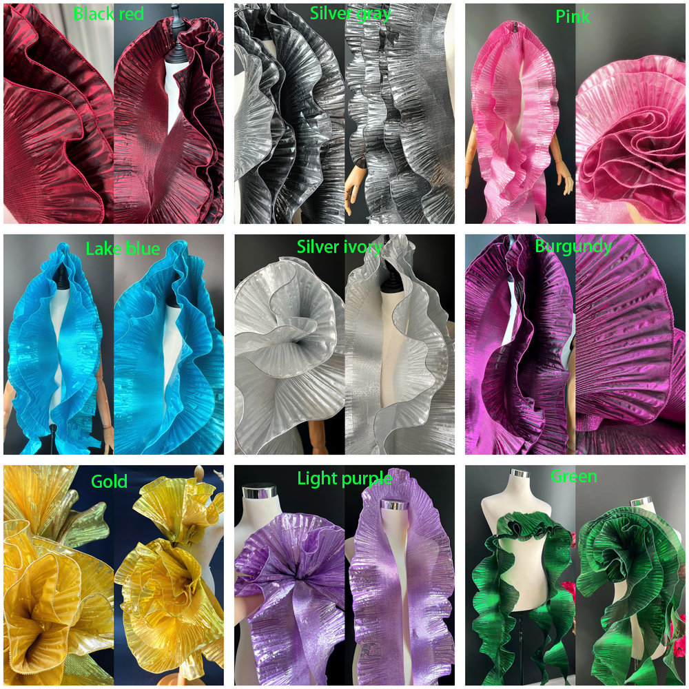 Pleated Ruffle Pattern Gold Pleat Lace Trim 3 Meters Stiff Ruffled Trims Crumple Pleated ...