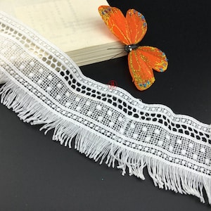 10 yard 6cm 2.36&quot; wide white milk silk tassels fringe lace trim ribbon ML256P819