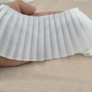 Pleated Lace Trim 3 meters White Ruffled  Crumple Chiffon Fabric Cuff Collar Dress Skirt Clothing Materials 11-23cm width L23C1