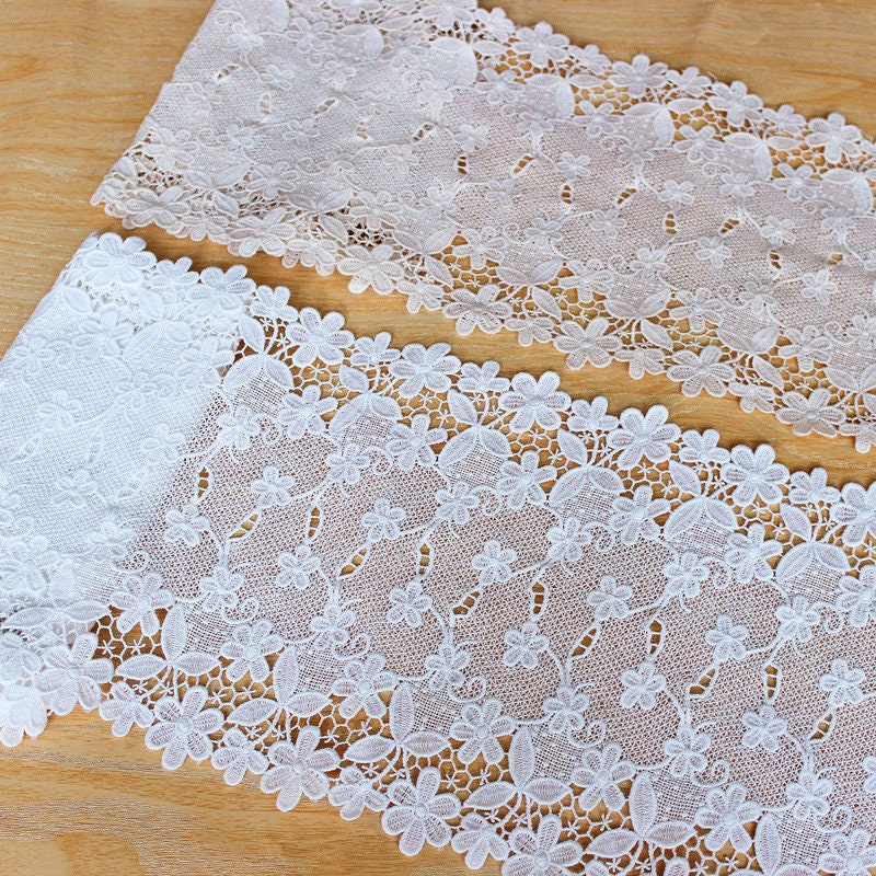 Cotton Lace Trim 2 Yard Ivory Apricot Flower Ribbon Tape