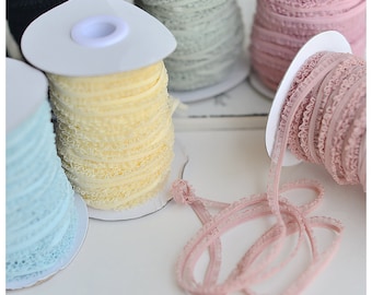 Ruffle Elastic Lace Trims 20 Meters Pleat Stretch Lace Trim Sewing Ribbon Bra Underwear Doll Clothes Decorative 0.6cm 0.23"Wide M9F3