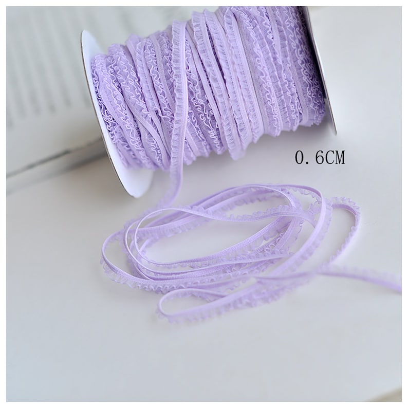 Ruffle Elastic Lace Trims 20 Meters Pleat Stretch Lace Trim Sewing Ribbon Bra Underwear Doll Clothes Decorative 0.6cm 0.23Wide M9F3 image 7