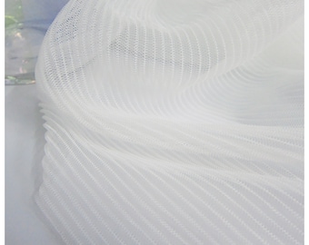 Ivory Ruffle Pleated Mesh Fabric Small Crinkle Accordion pleated tulle fabric for Dress Skirt Evening Gowns 61 inches Width LX175