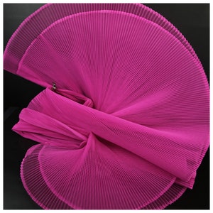 Carmine Organ Pleated Hard Mesh Fabric Plisse Fabric Accordion Crimping Wrinkle Modeling Decorative Designer Fabric 59&quot; Wide M105F8