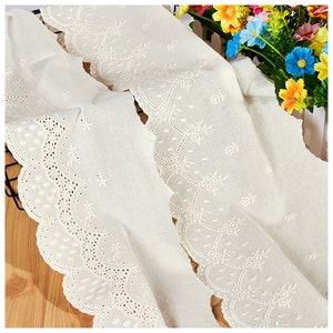 5 Yards Beige Eyelet Lace Trim Cotton Lace Ribbon Lace Fabric for Sewing Embroidery Lace Trim for Home Decor Supply M4A42