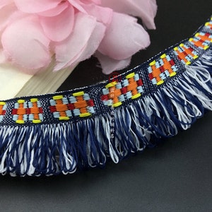 Fringe tassels 5 yard blue ivory orange tassel fringe tapes lace trim ribbon 3.5cm 1.37&quot; wide ML348P921