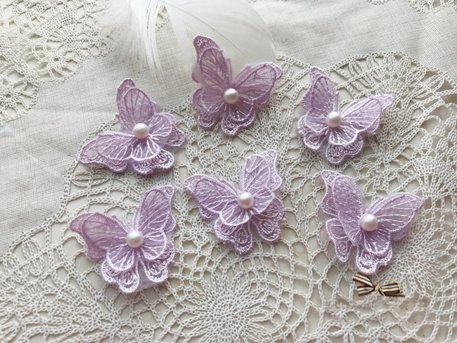 50 PCS Butterfly Lace Trim Double Layers Organza