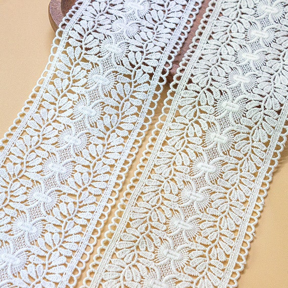 Cotton Lace Trim 3 Yard Ivory Beige Water Soluble Ribbon Edge Dress Clothes  Cuff Neckline Sewing Fabric 9cm 3.5"wide M4F309 - Etsy