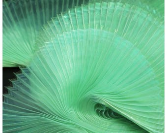 Green Organza Pleated Fabric Plisse Fabric  Mermaid Princess Pleated Gauze Wrinkle Modeling Decorative Designer Fabric 57" Width M105F12