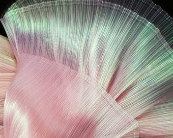 Iridescent Textured Pleated Organza Fabric Stiff and Structured for Wedding Bouquet Decor, Backdrops, and Fashion Designer Materials M105F13