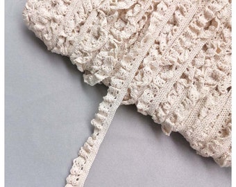 20 meters 1.5cm 0.59" wide beige stretch elastic ruffled cotton tapes lace trim ribbon M93B1