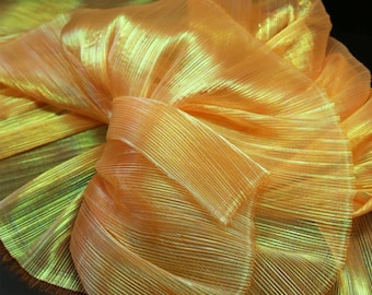 Magic Orange Textured Pleated Organza Fabric Stiff Plisse Fabric for Wedding Bouquet Decor, Backdrops, Fashion Designer Materials M105F13