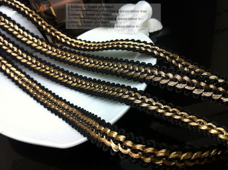 10 yard 1.2cm 0.47 wide black with gold braided tapes lace trim ribbon ML131P81 free ship