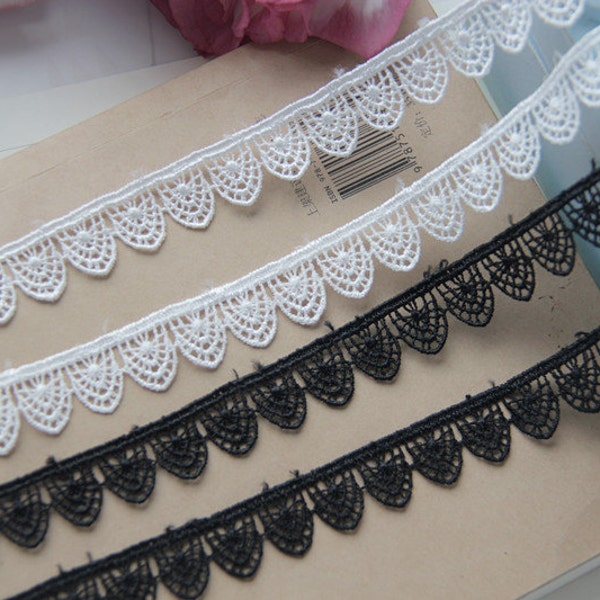 14 yard 1.5cm 0.59 » large noir/ivoire bracelet collier brodé ruban de dentelle garniture ml25L98