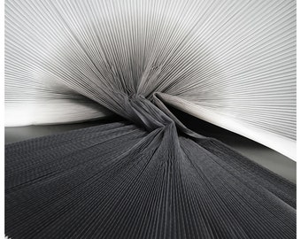 Gradient Black Pleated Organza Fabric Plisse Fabric Accordion Crimping Wrinkle Modeling Decorative Designer Fabric 150cm 59" Width M105F1