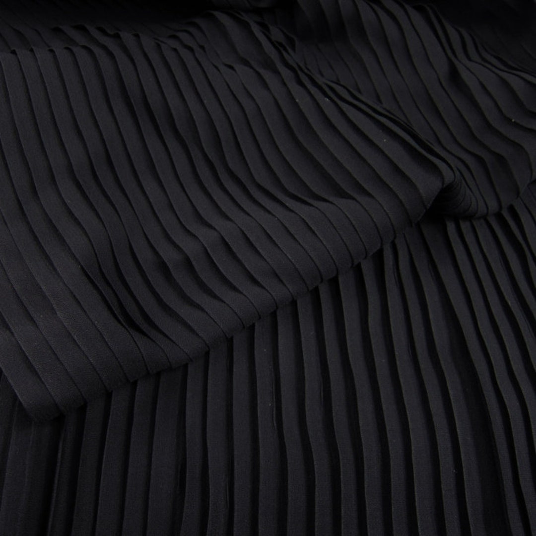2 Meters 150CM 59 Wide Black Ruffled Pleated Pearl Chiffon Fabric Dress ...