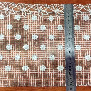 5 yard 23cm 9.05&quot; wide ivory mesh embroidery lace trim ribbon 1022820L4K888