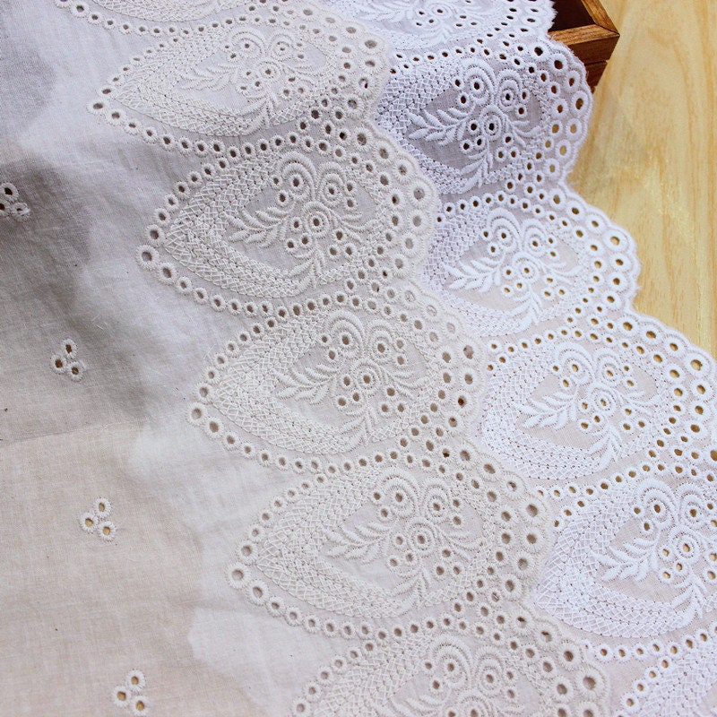 Lace Trim 5 Yard Ivory Beige Apricot Cotton Embroidery