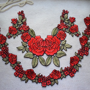 5 PCS Taille 27 * 32cm Multi-Colored Polyester Fleur Brodé Dentelle Col Applique Patches pour la Décoration de Vêtement BY17L11D67