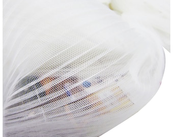 Ivory Ruffle Pleated Mesh Fabric Crinkle Accordion Pleated Tulle fabric for Dress Skirt Evening Gowns 61 inches Width LX179