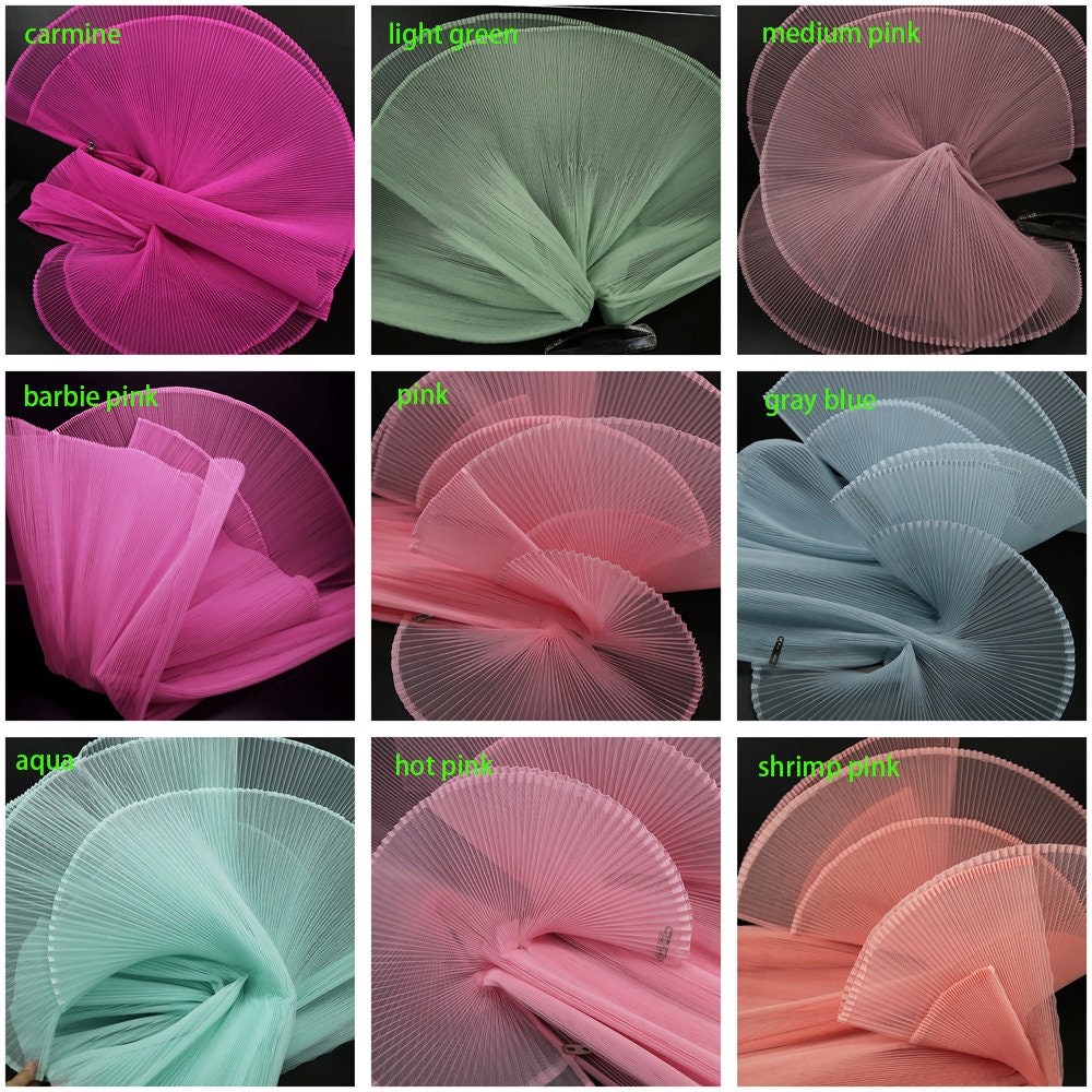 Pink Organ Pleated Hard Mesh Fabric Plisse Fabric Accordion Crimping ...