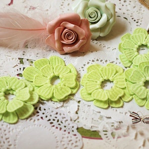 30pcs 4.5cm,6cm wide green clothes lace appliques patches L14M55