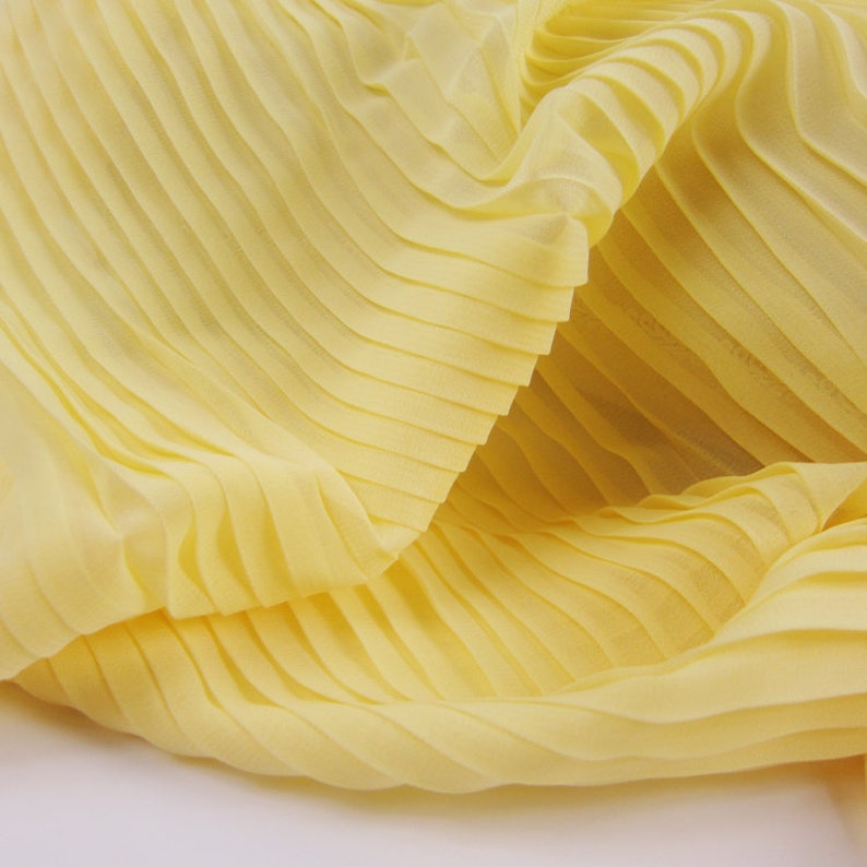 2 Meters 150CM 59 Wide yellow Ruffled Pleated Chiffon Fabric Solid Dress Clothes Materials LX117 10.5
