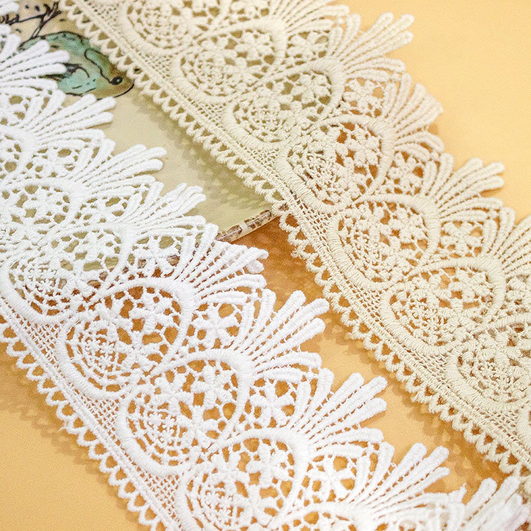 Cotton Lace Trim 5 Yard Beige Ivory Pineapple Hollowed-out Water