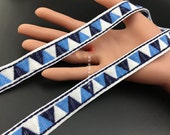 10 yard 1.5cm 0.59 quot wide denim blue ivory jacquard cotton lace trim ribbon for dress clothes ML423Q58