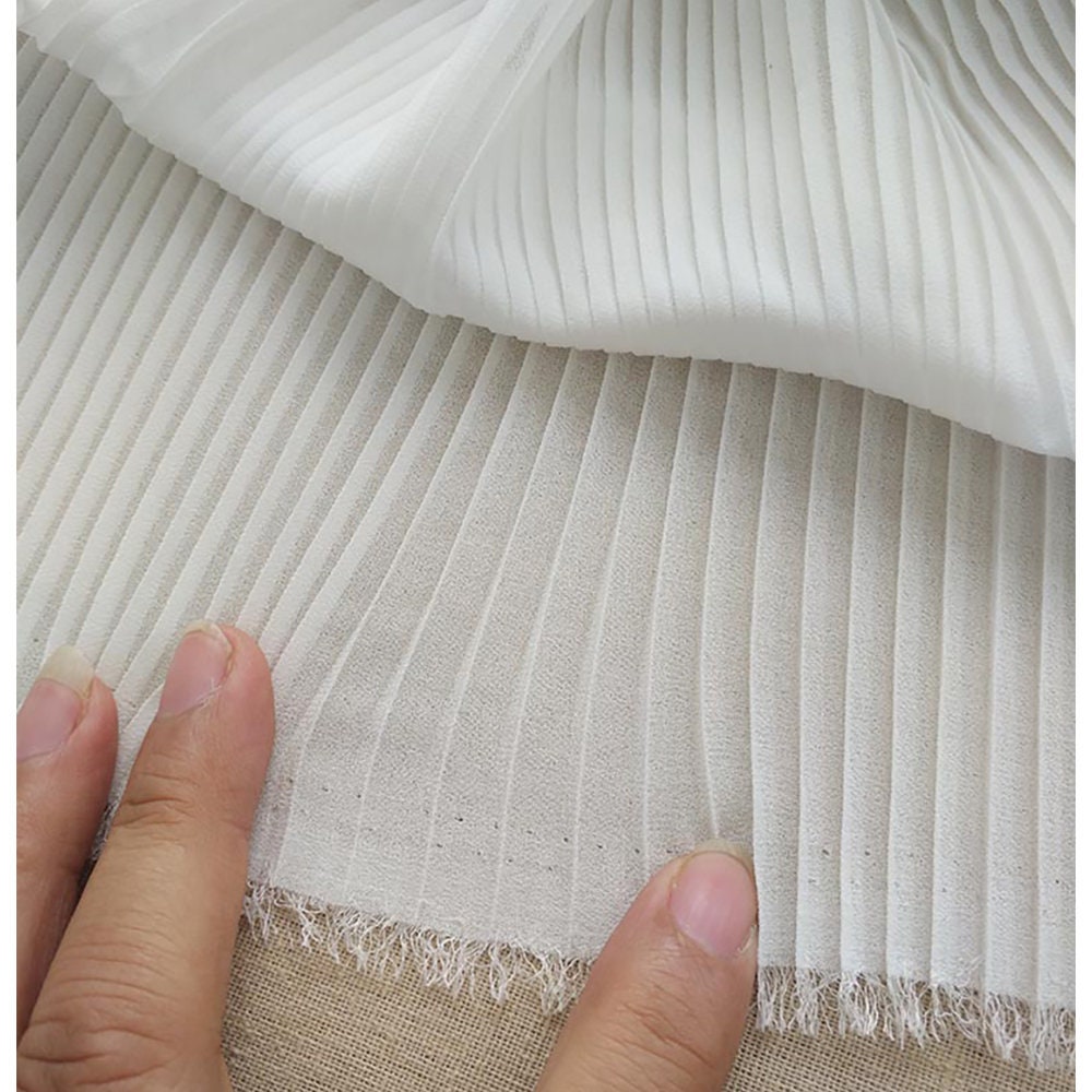 White pleated best sale chiffon fabric