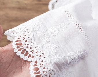 Cotton Lace Trim 5 yard Ivory Embroidered Cloth Fabric Ribbon Tapes Sewing 13-15cm Wide 1024097M4F311