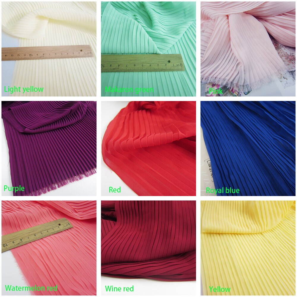 Royal Blue Ruffled Pleated Chiffon Fabric Solid Dress Clothes Materials ...