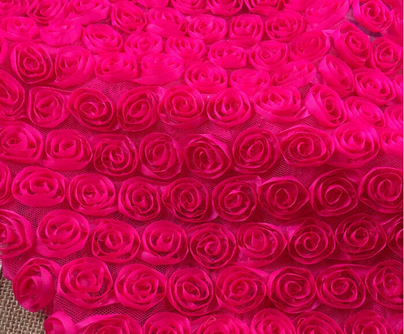 1 meter 128cm 50.39 width rose red 3D rose mesh embroidered fabric for dance wedding dress childrenwear MM216 free ship