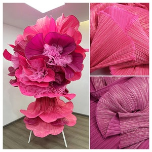 Pink Gold Pleated Fabric DIY Texture Background Decorative Stripe Designer Fabric Accordion Crimping Wrinkle Plisse Fabric M105F3