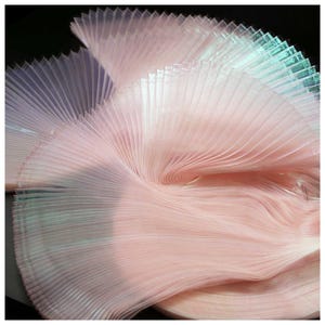 Pink Organza Pleated Fabric Plisse Fabric  Mermaid Princess Pleated Gauze Wrinkle Modeling Decorative Designer Fabric 57&quot; Width M105F12