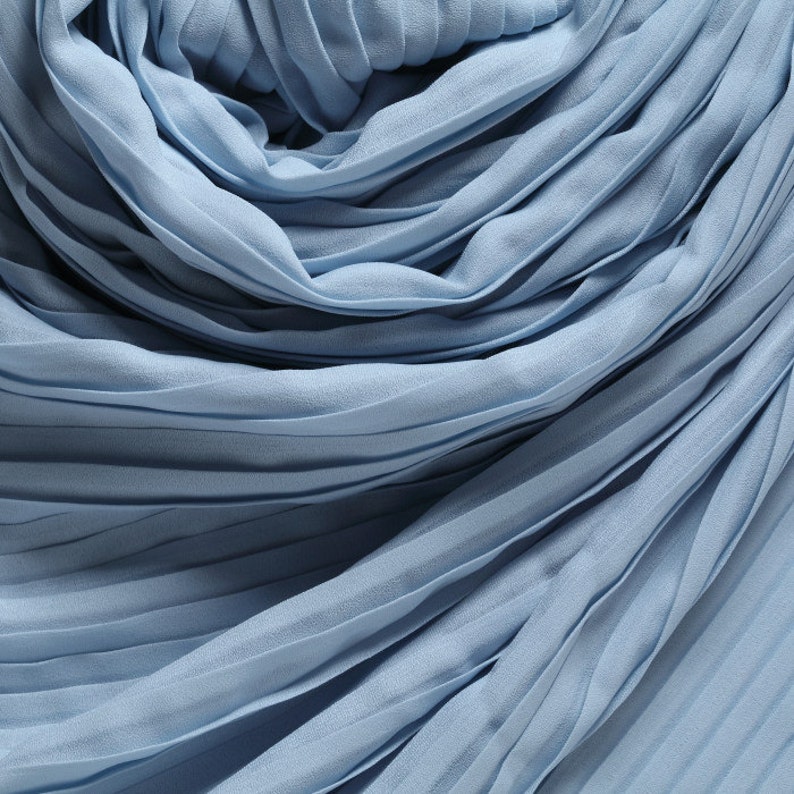 2 meters 150cm 59 width blue crumple accordion pleated chiffon fabric pearl yarn fabric wedding dress skirt materials MM80 Free Ship